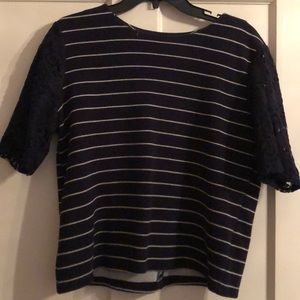 Loft navy and white lace top great condition!